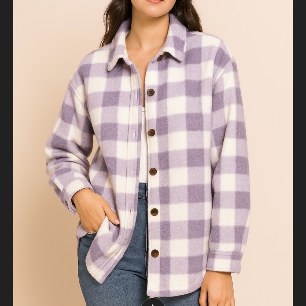 DSG Women's Teddy Jacket in Gray and White Plaid